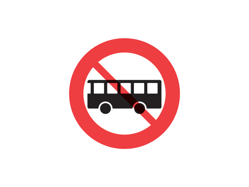 C23_2 - Bus forbudt. Forbuddet kan med vægtangivelse på undertavle begrænses til kun at gælde for køretøjer, herunder busvogntog, hvis samlede tilladte totalvægt er større end den angivne.