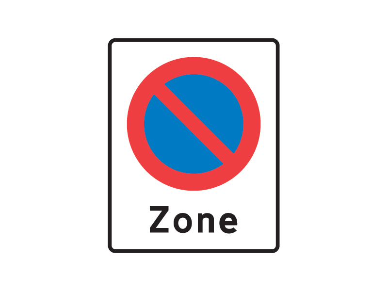 E68_2 - Zone med parkering forbudt. Tavlen angiver et område, hvor bestemmelserne for de tavler, der er anført som symbol, er gældende, se dog E 33 Parkering. Bestemmelsernes nærmere indhold og afstanden til områdets begyndelse kan angives på tavlen. Bestemmelserne gælder, indtil de ophæves ved tavle E 69, eller indtil de erstattes af angivelse vedrørende samme forhold på anden zonetavle. Inden for området kan zonetavlens bestemmelser fraviges ved lokal afmærkning.