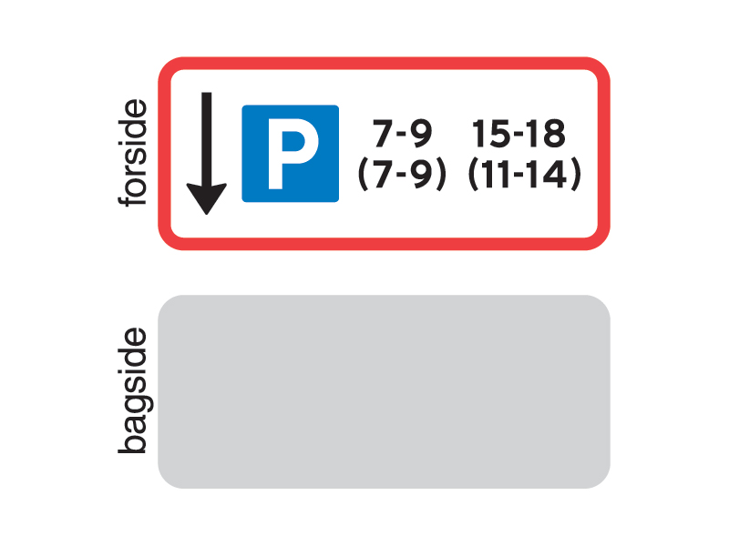 Uc33_1_3 - Parkering tilladt i de to tidsrum på hverdage og lørdage (i parantes).
